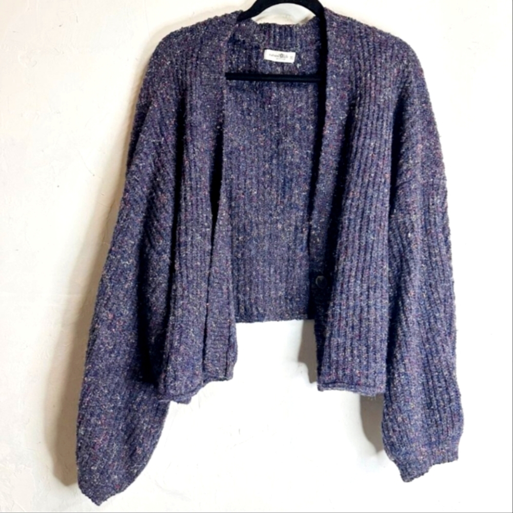 Natural Life Chunky Knit Cardigan Sweater Womens Size XLarge Multicolor Speckled